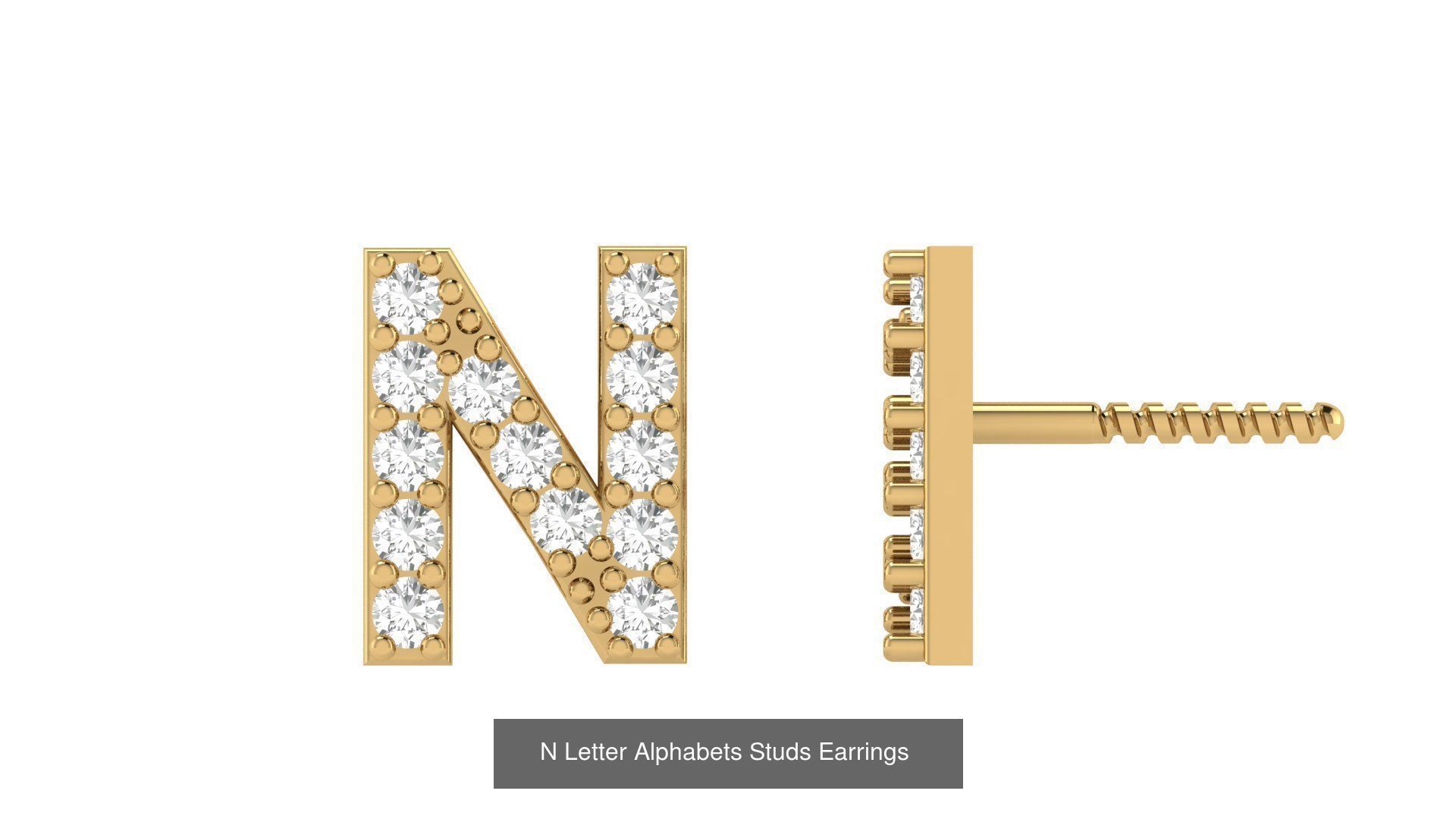 Diamond Alphabet  Stud Earring Set A to z  3D Model Collection_16