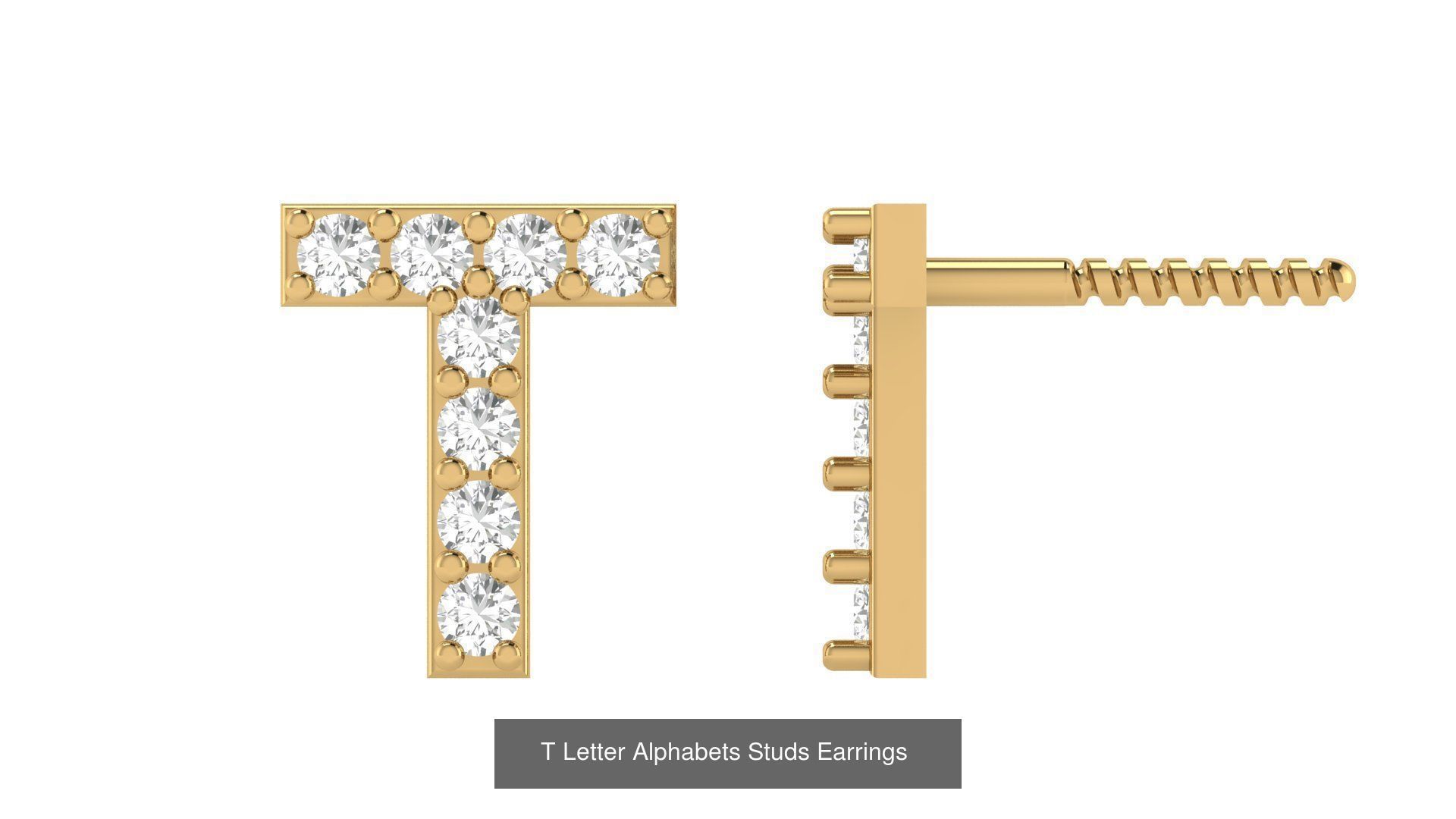 Diamond Alphabet  Stud Earring Set A to z  3D Model Collection_22