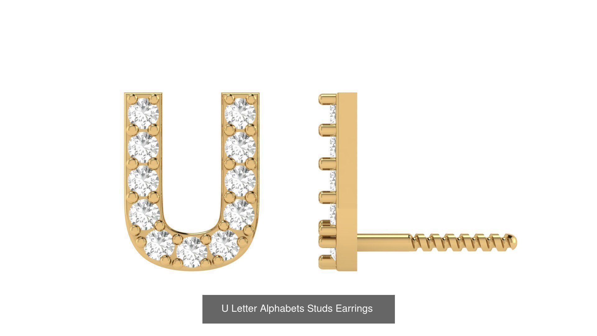 Diamond Alphabet  Stud Earring Set A to z  3D Model Collection_23