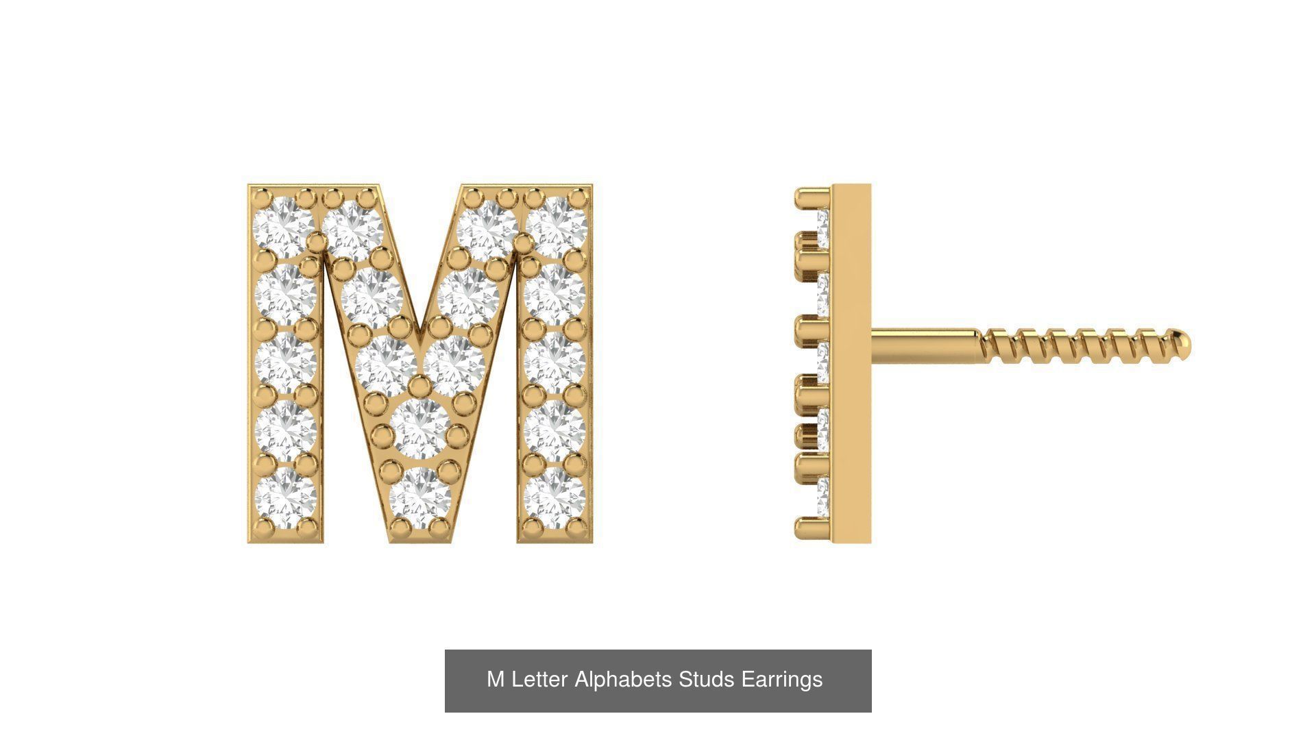 Diamond Alphabet  Stud Earring Set A to z  3D Model Collection_15