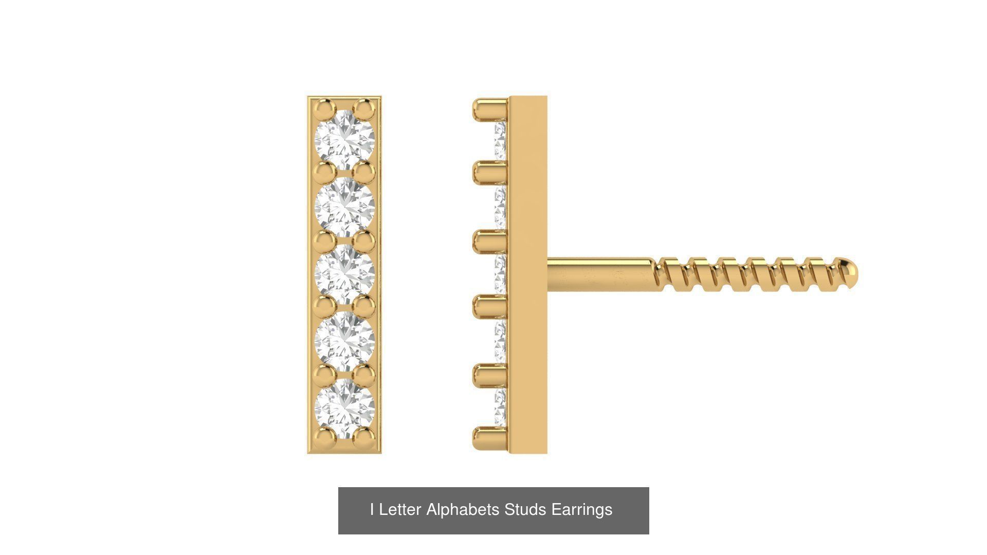 Diamond Alphabet  Stud Earring Set A to z  3D Model Collection_11