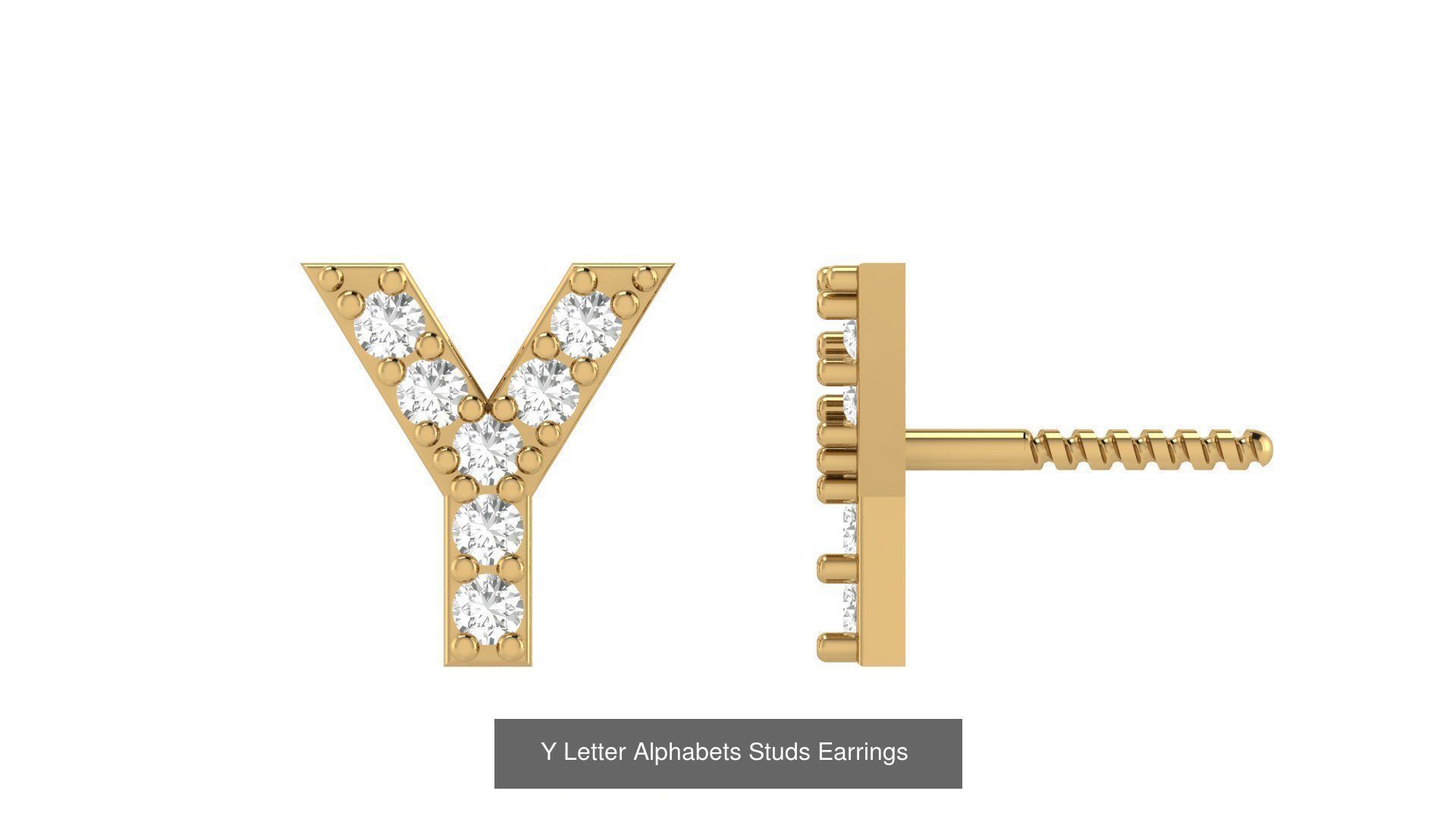 Diamond Alphabet  Stud Earring Set A to z  3D Model Collection_27