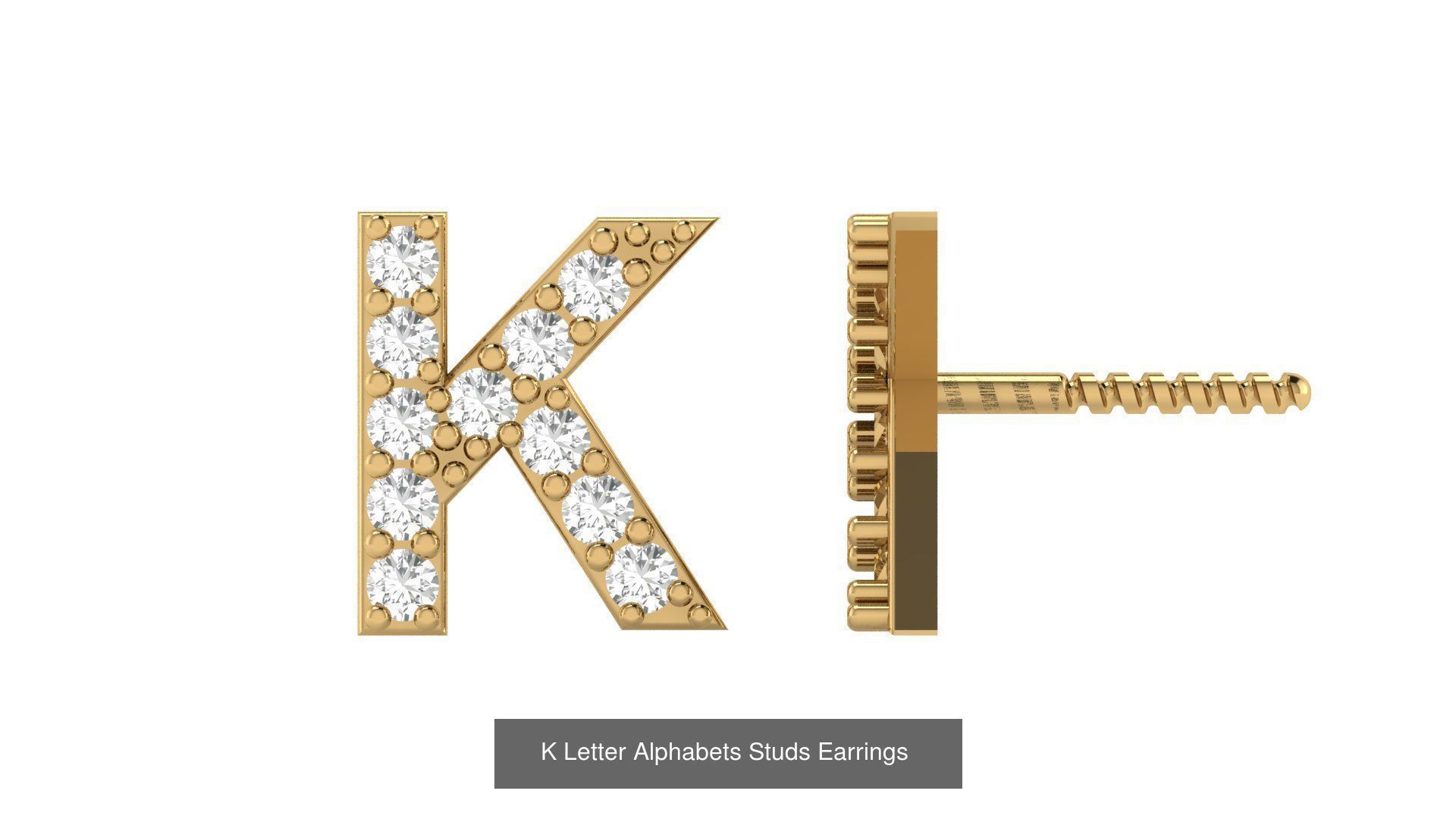 Diamond Alphabet  Stud Earring Set A to z  3D Model Collection_13