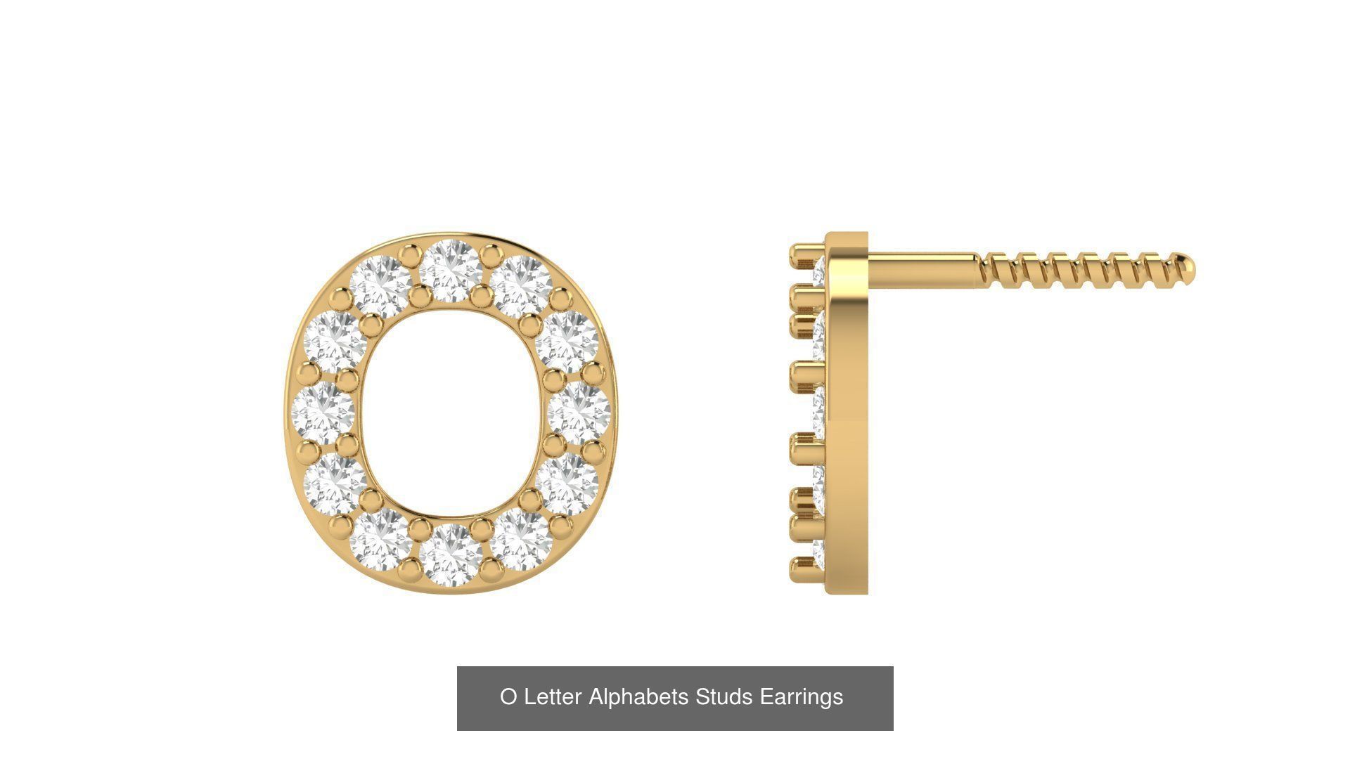 Diamond Alphabet  Stud Earring Set A to z  3D Model Collection_17