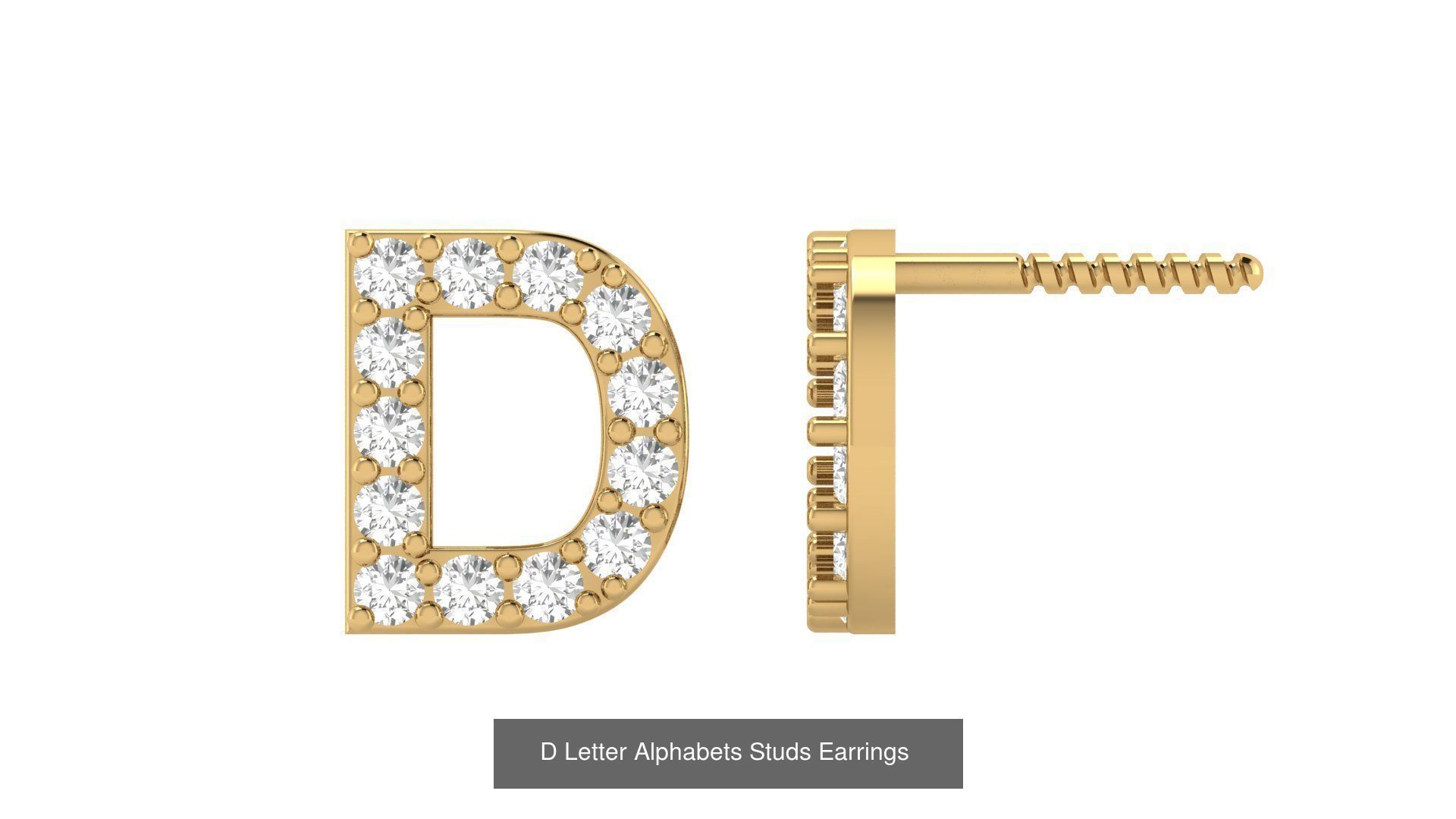 Diamond Alphabet  Stud Earring Set A to z  3D Model Collection_6