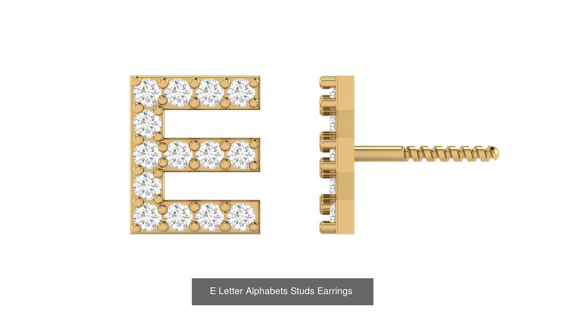 Diamond Alphabet  Stud Earring Set A to z  3D Model Collection_7
