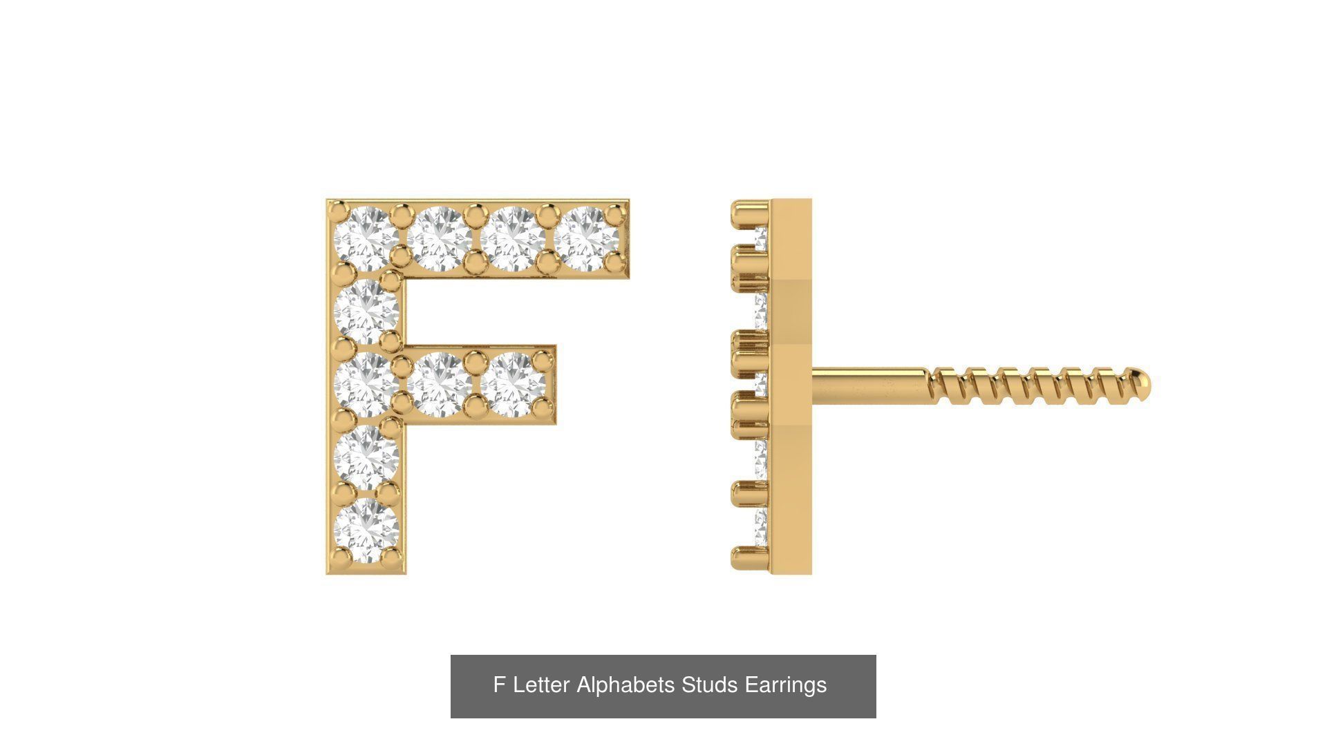 Diamond Alphabet  Stud Earring Set A to z  3D Model Collection_8