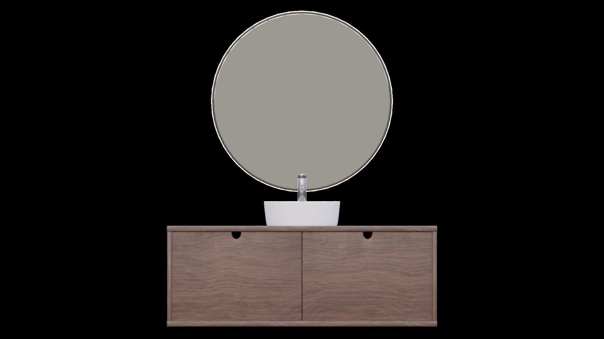 Washbasin with bathroom counter and mirror Low-poly 3D model_5