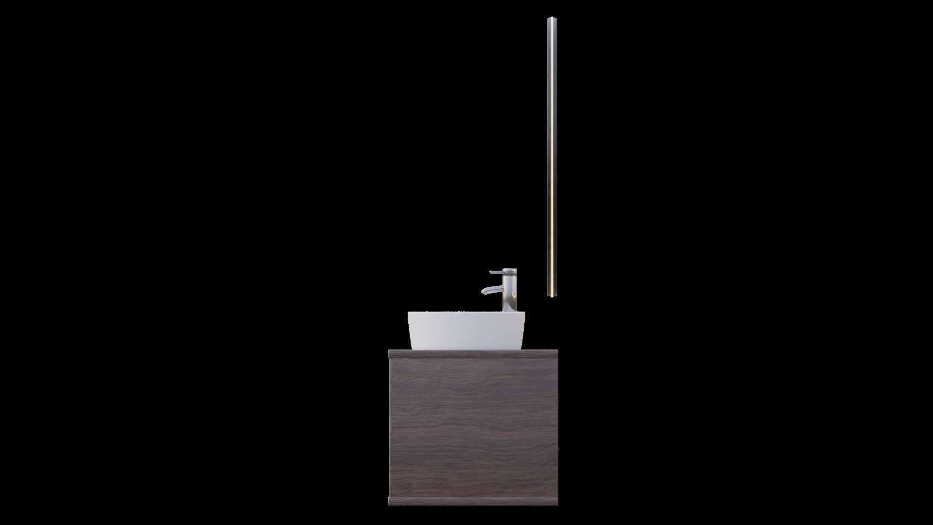 Washbasin with bathroom counter and mirror Low-poly 3D model_6