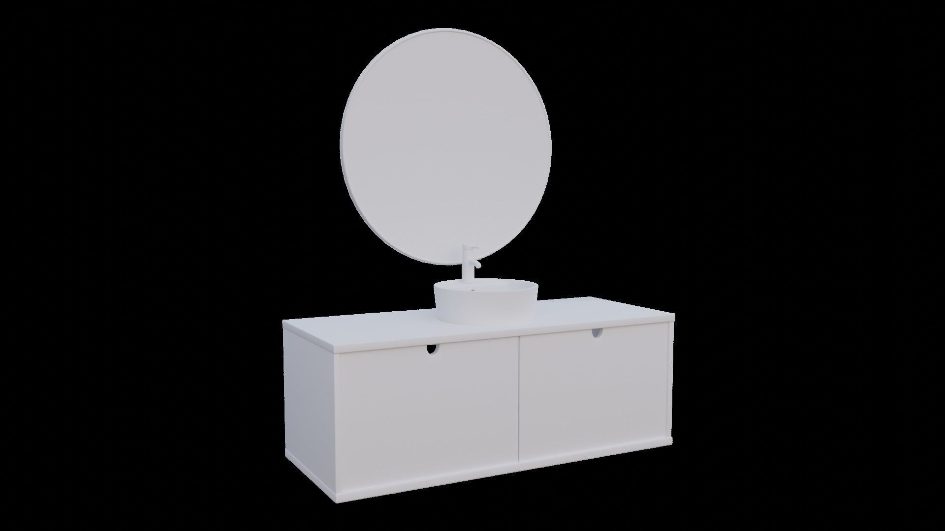 Washbasin with bathroom counter and mirror Low-poly 3D model_3