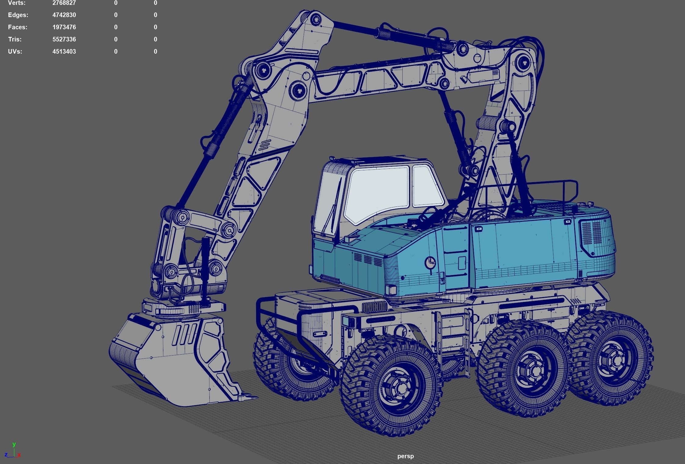 Wheeled Excavator 3D model_16