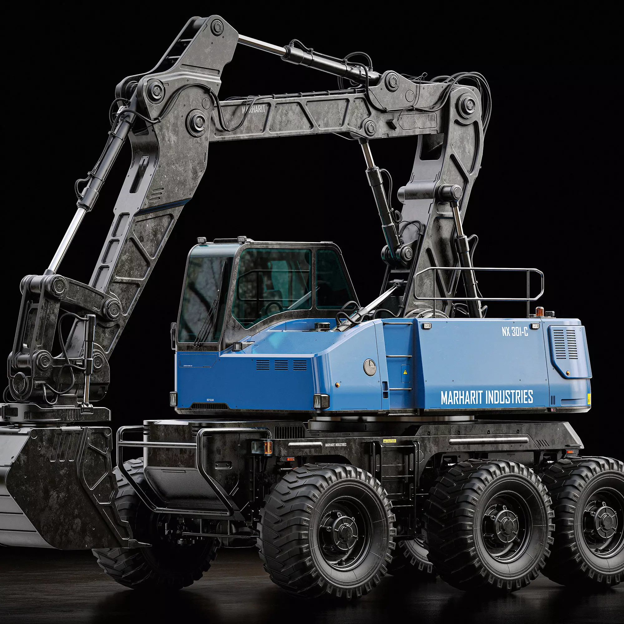 Wheeled Excavator 3D model_0