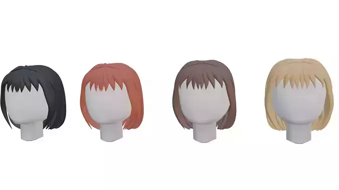 Woman hair short with bangs - Cartoon