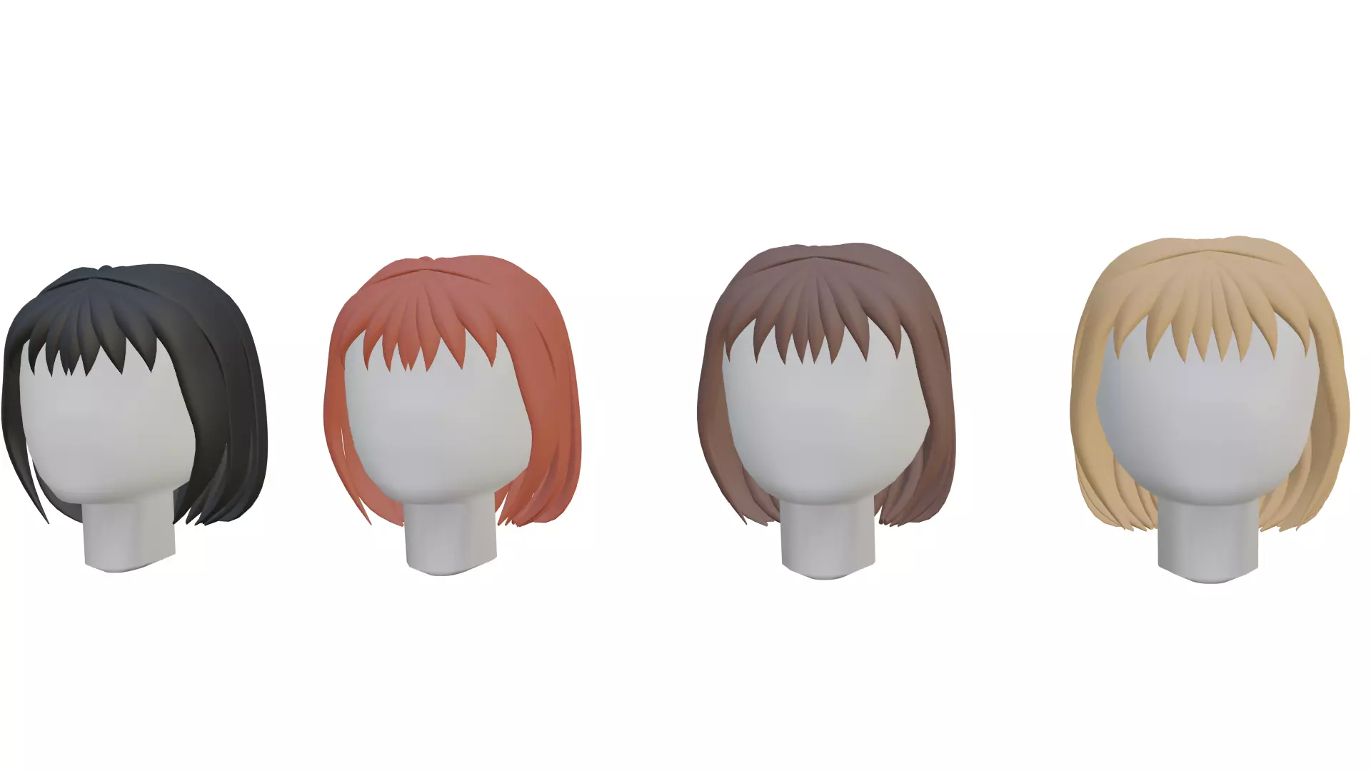 Woman hair short with bangs - Cartoon Low-poly 3D model