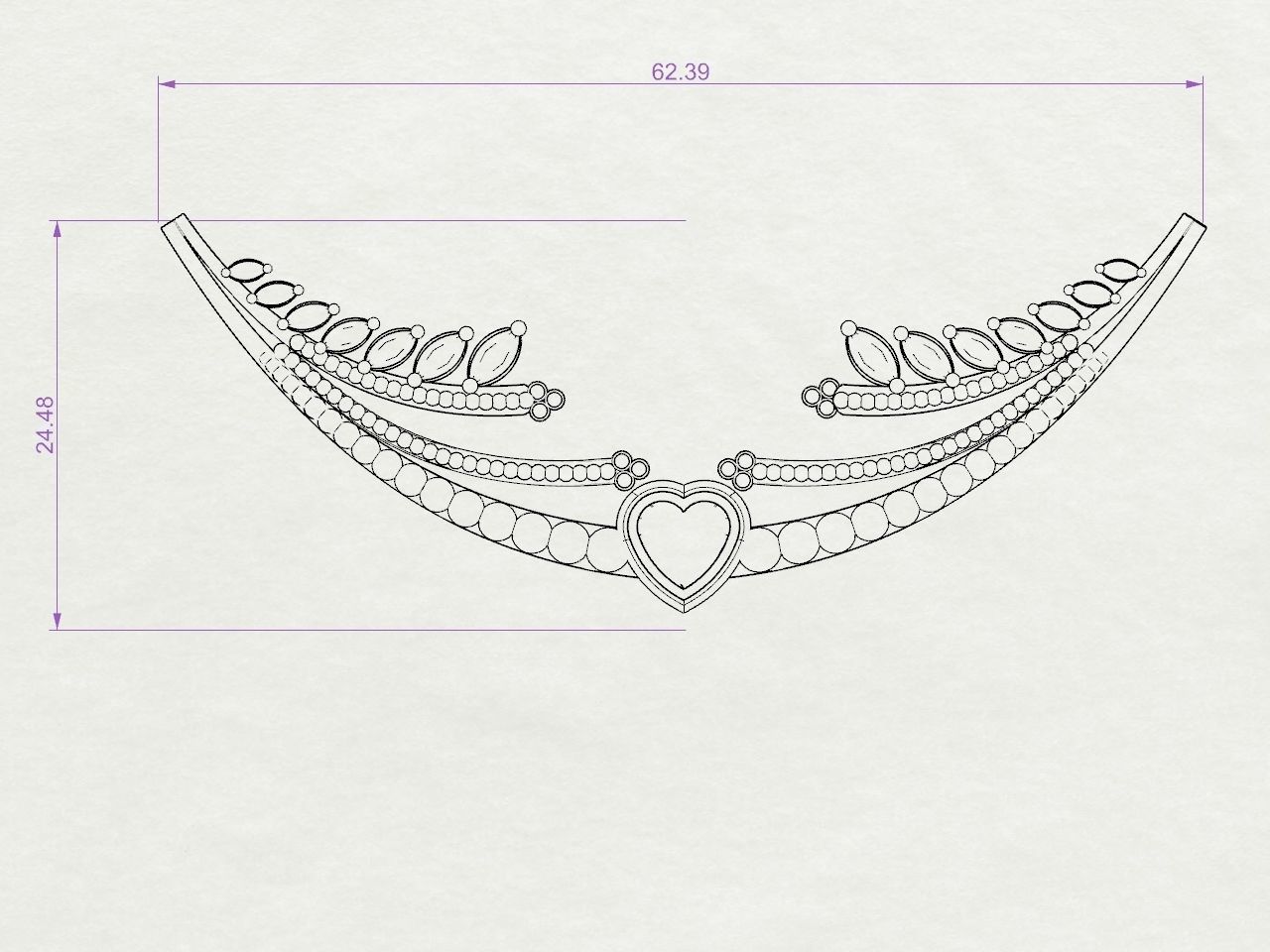 Heart diamond pendant with chain stls verified 3D print model_30