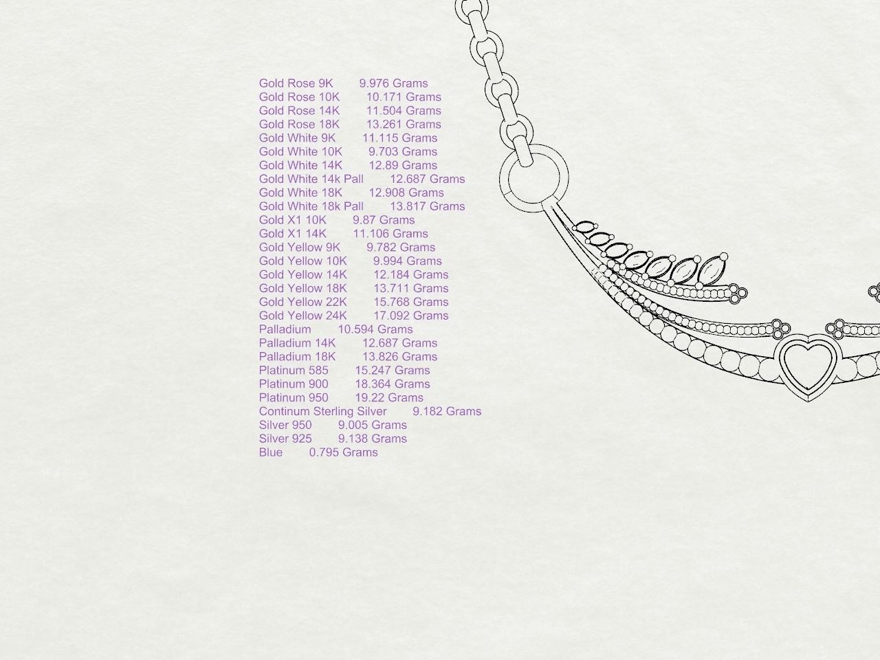 Heart diamond pendant with chain stls verified 3D print model_22