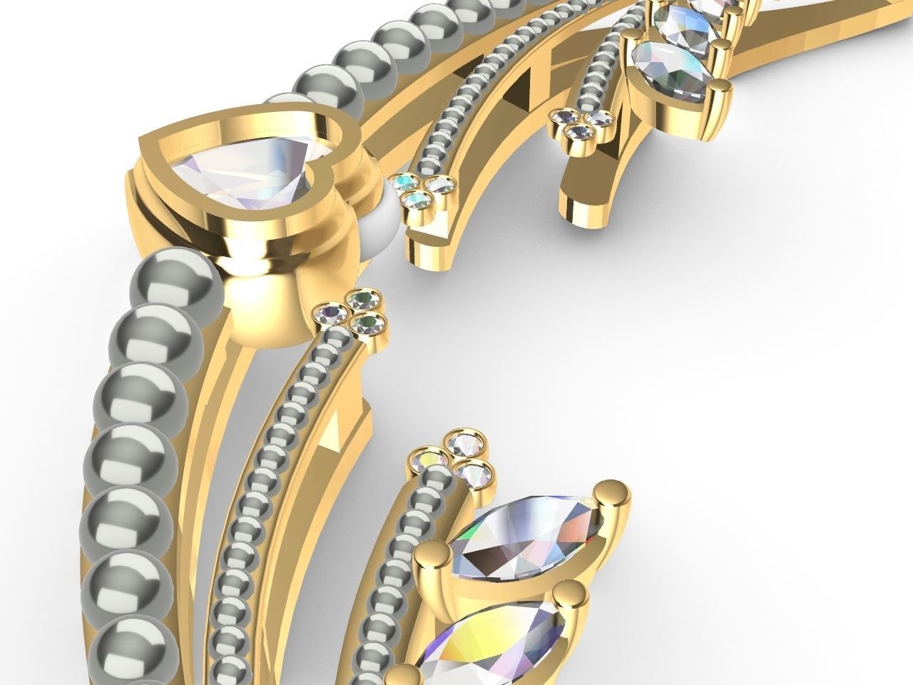 Heart diamond pendant with chain stls verified 3D print model_32