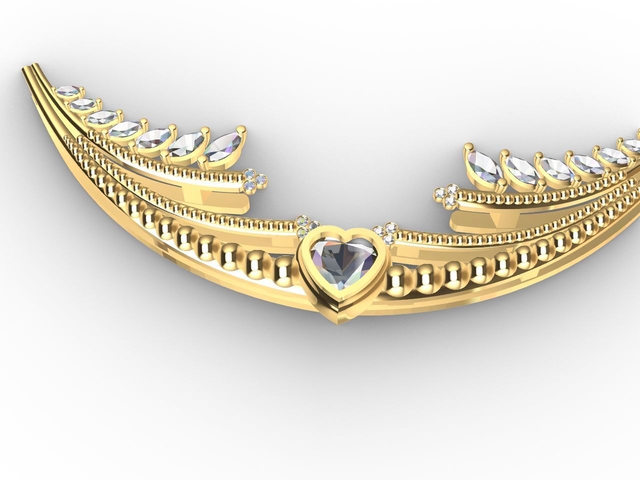 Heart diamond pendant with chain stls verified 3D print model_4