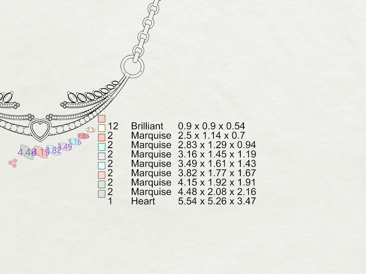 Heart diamond pendant with chain stls verified 3D print model_37