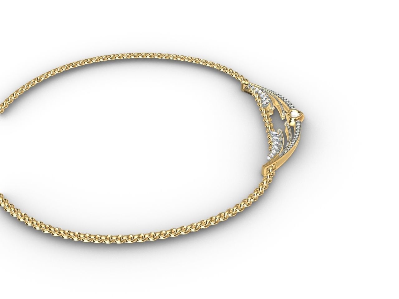 Heart diamond pendant with chain stls verified 3D print model_8