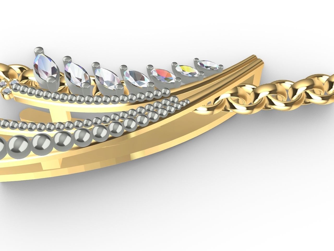 Heart diamond pendant with chain stls verified 3D print model_20