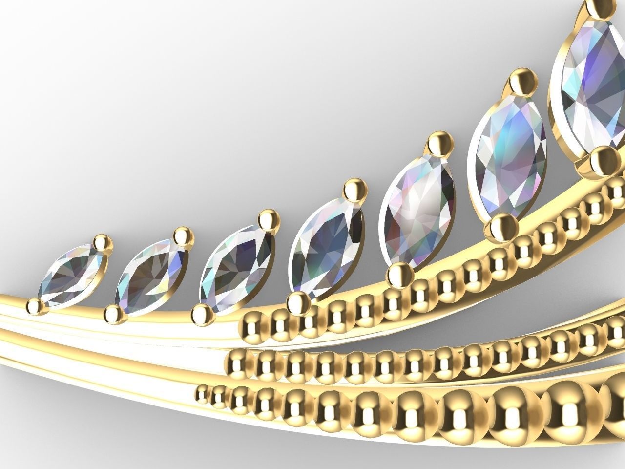 Heart diamond pendant with chain stls verified 3D print model_9