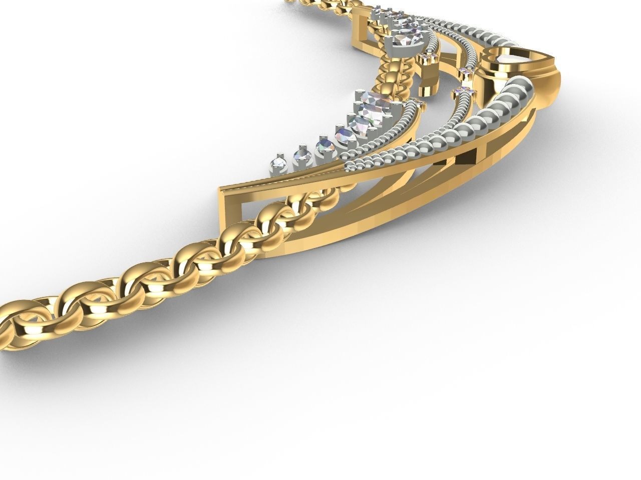 Heart diamond pendant with chain stls verified 3D print model_11