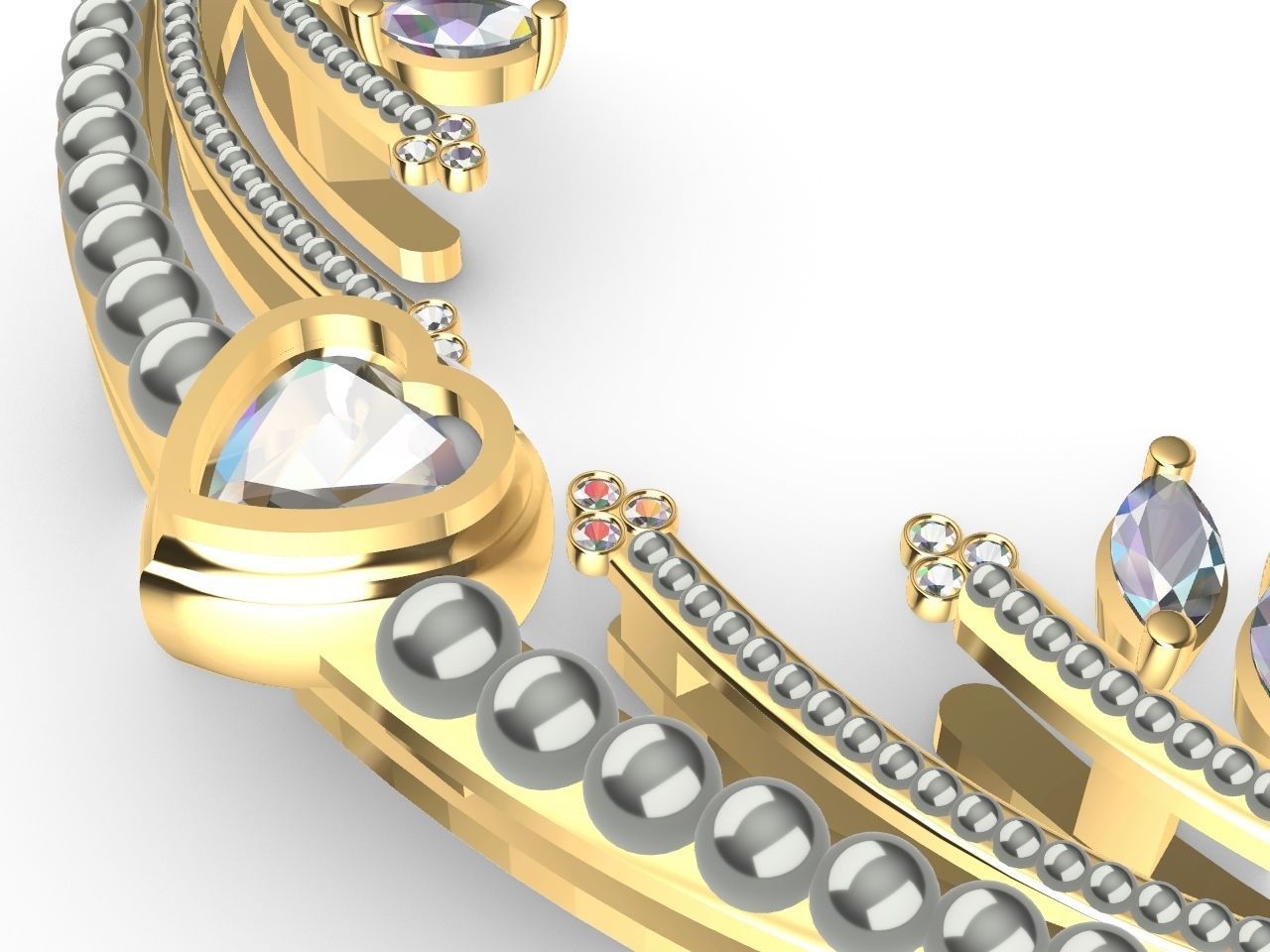 Heart diamond pendant with chain stls verified 3D print model_23