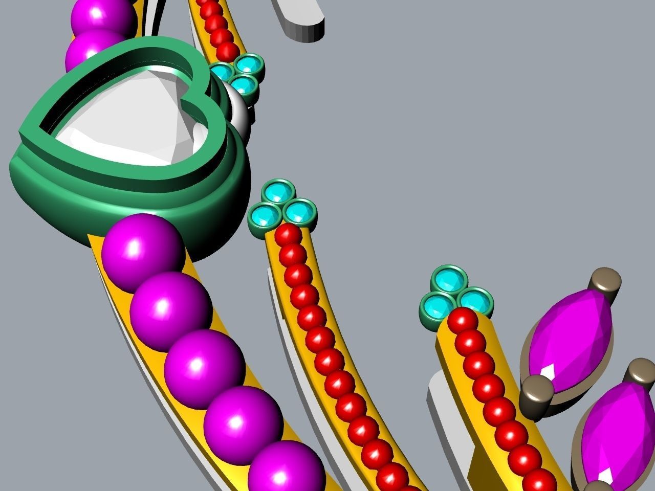 Heart diamond pendant with chain stls verified 3D print model_19