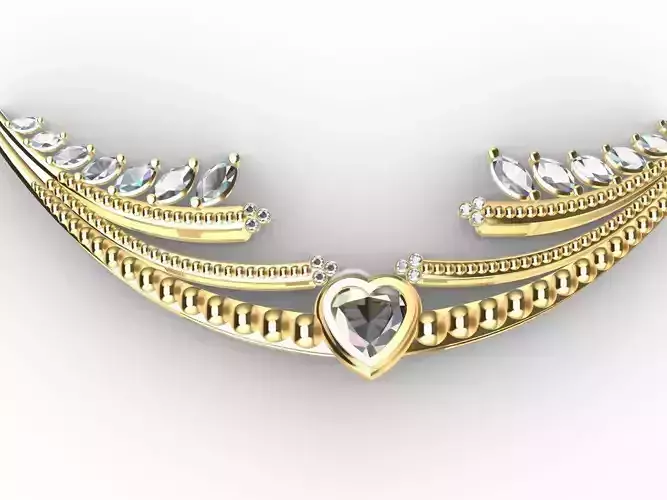 Heart diamond pendant with chain stls verified 3D print model