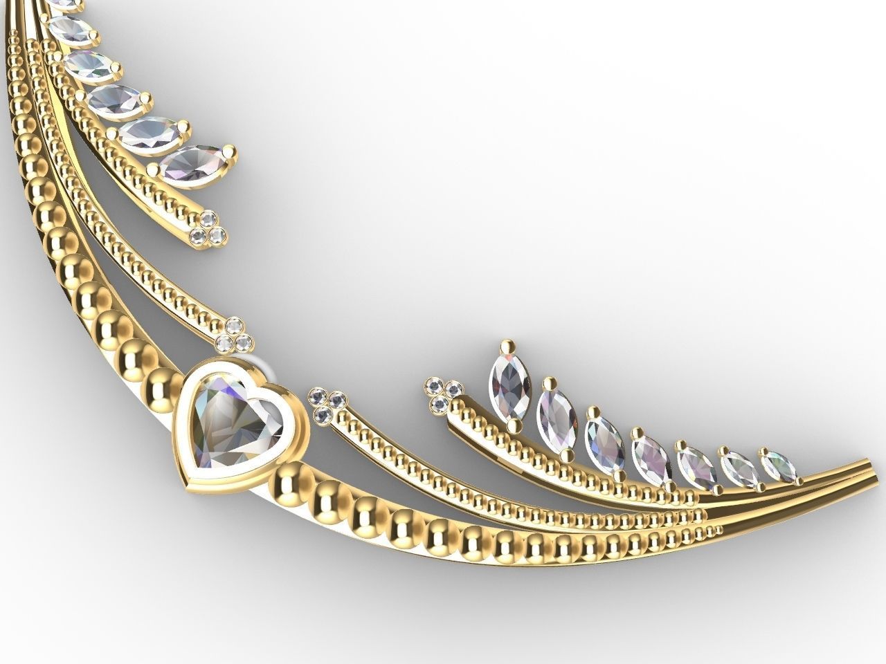 Heart diamond pendant with chain stls verified 3D print model_33