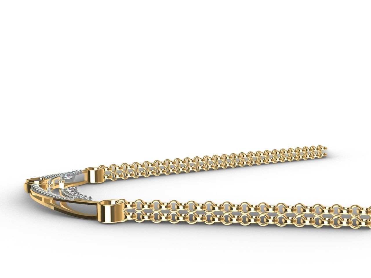 Heart diamond pendant with chain stls verified 3D print model_10