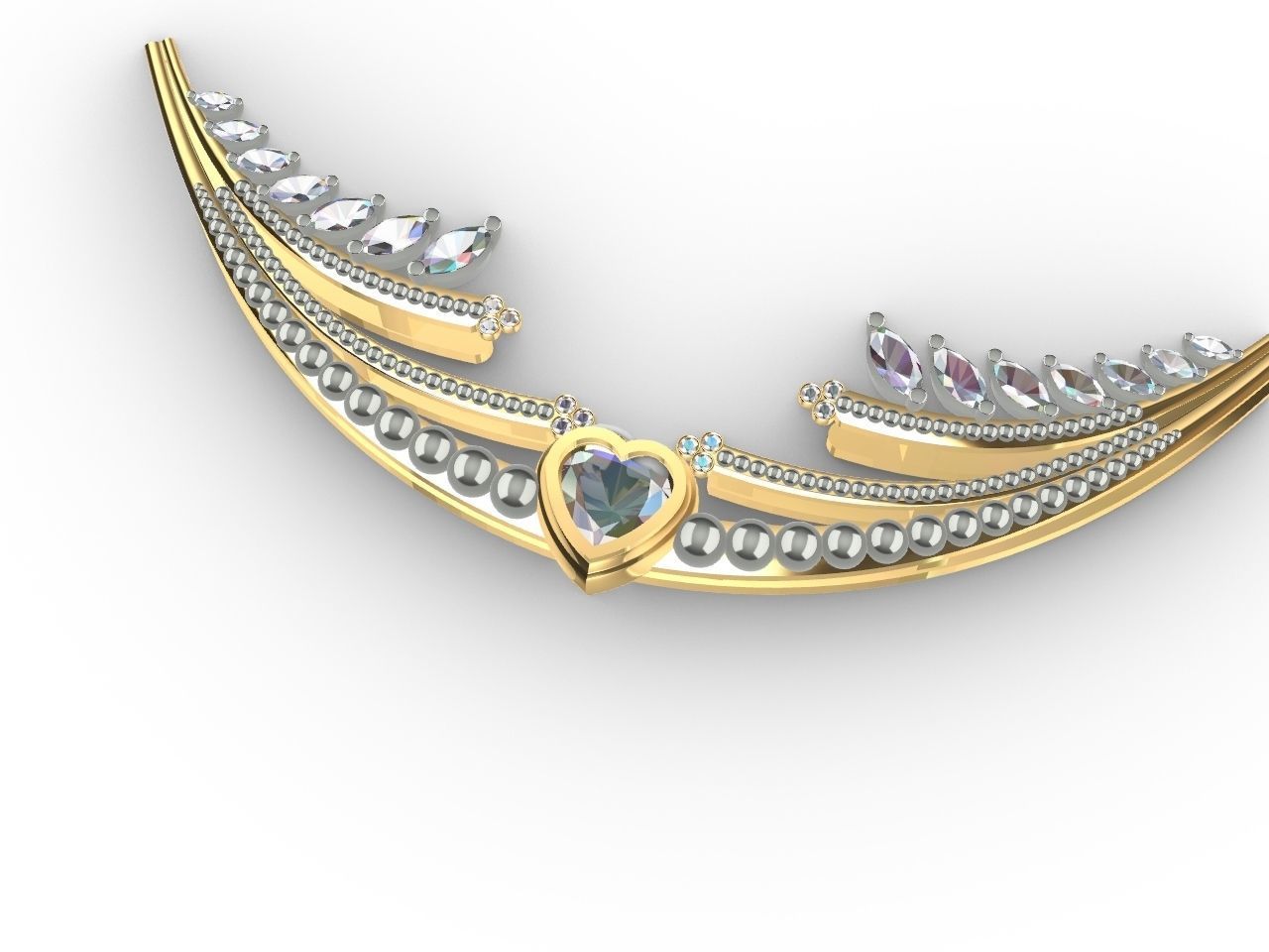 Heart diamond pendant with chain stls verified 3D print model_18