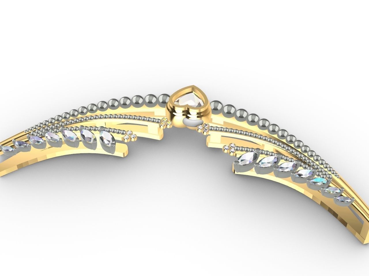 Heart diamond pendant with chain stls verified 3D print model_29