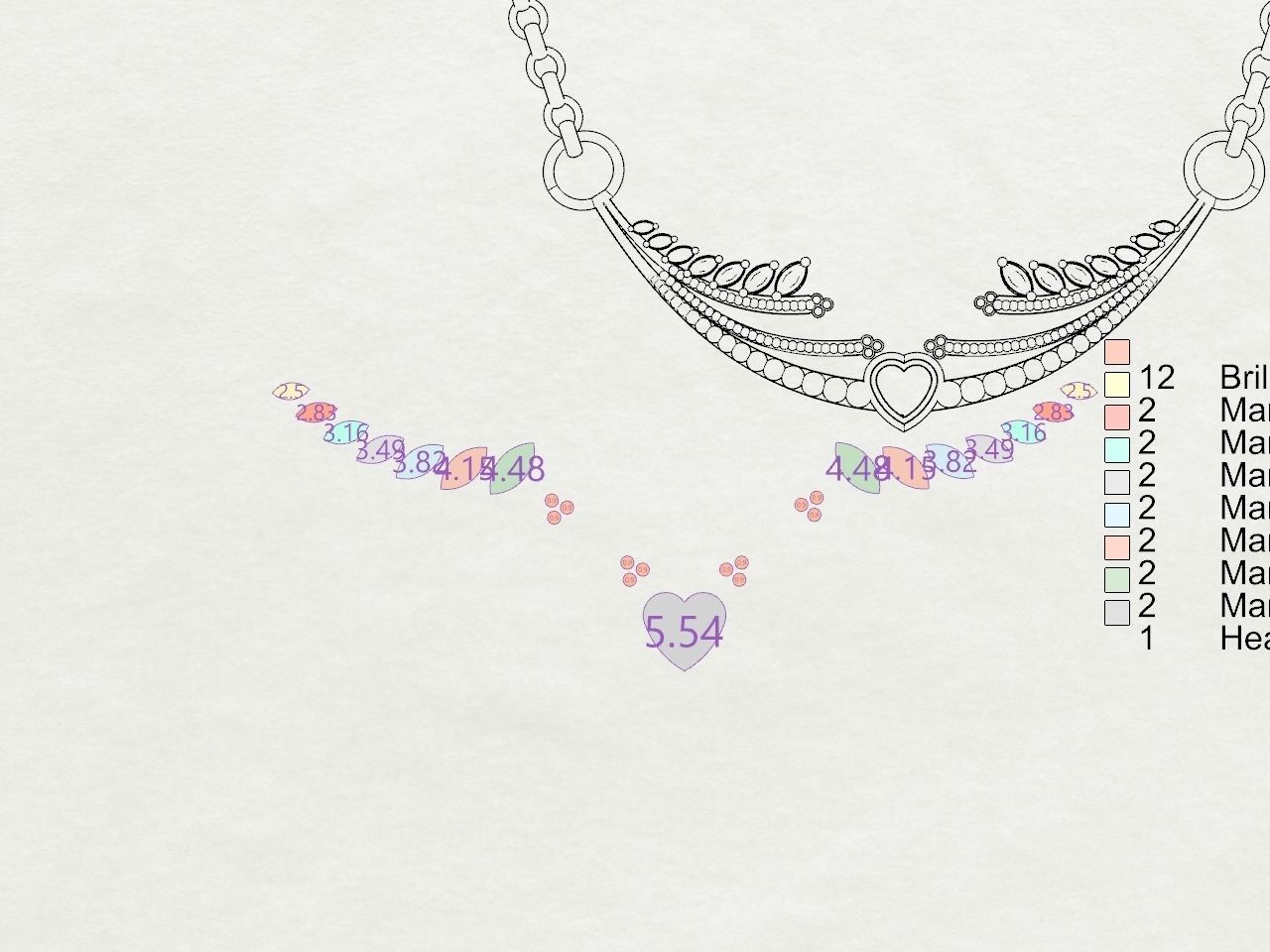 Heart diamond pendant with chain stls verified 3D print model_36