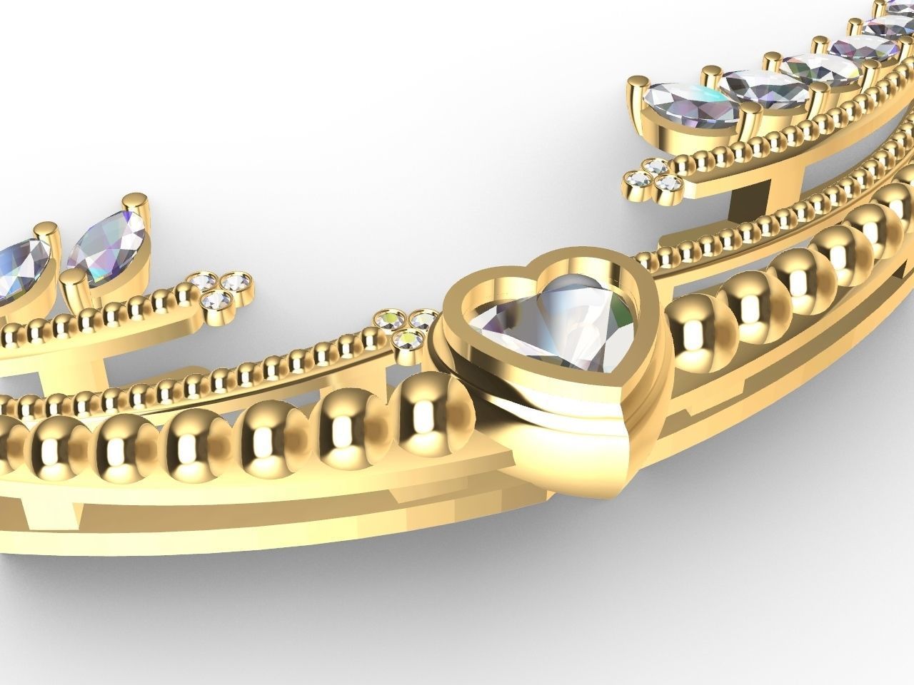 Heart diamond pendant with chain stls verified 3D print model_31