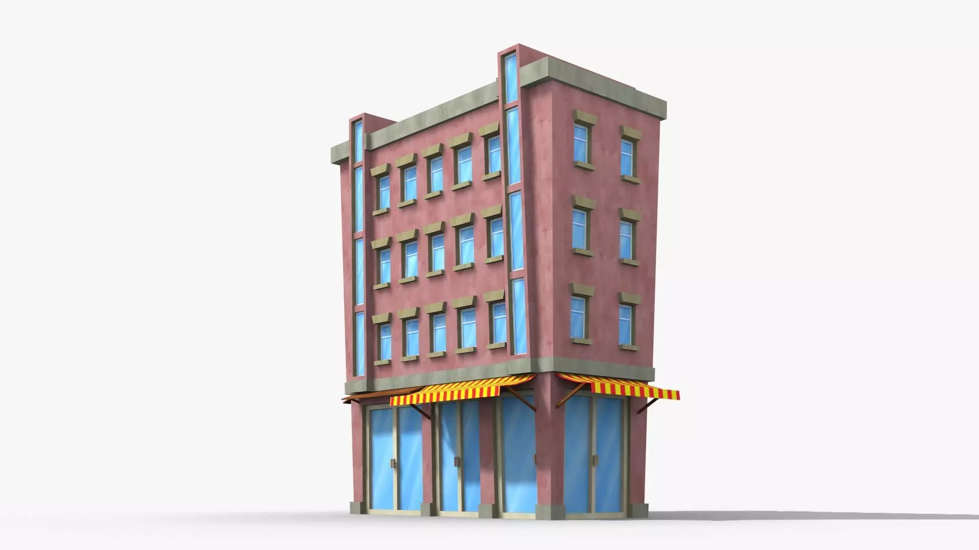 Cartoon Building x32 Low-poly 3D model_0