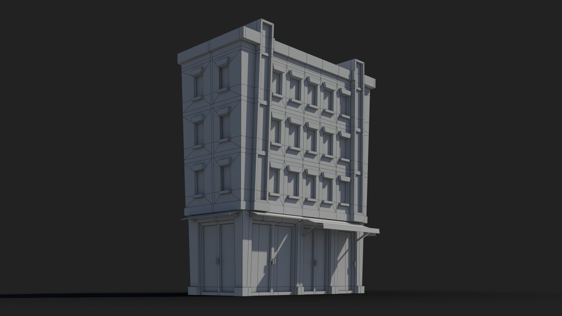 Cartoon Building x32 Low-poly 3D model_7