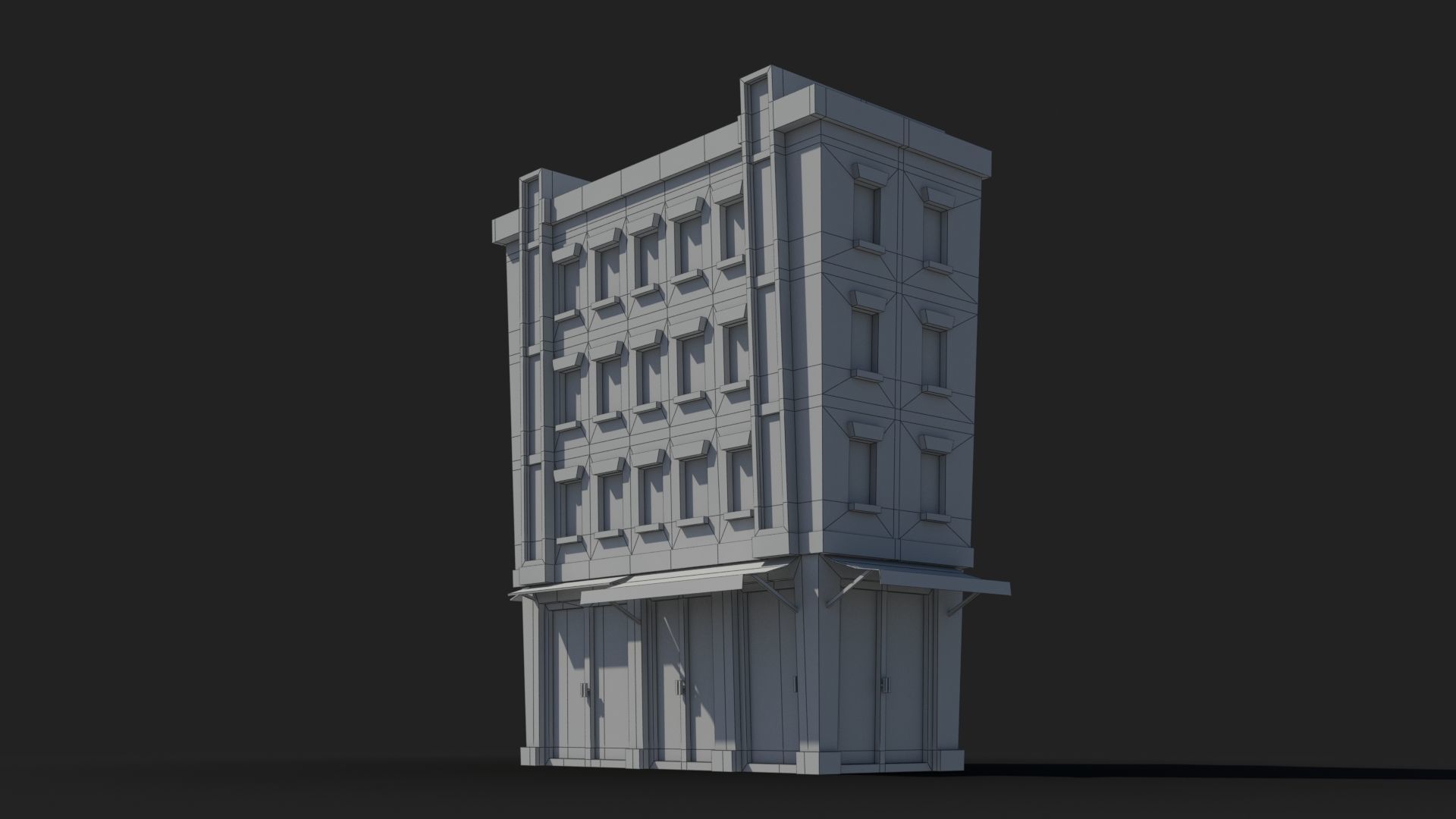 Cartoon Building x32 Low-poly 3D model_5
