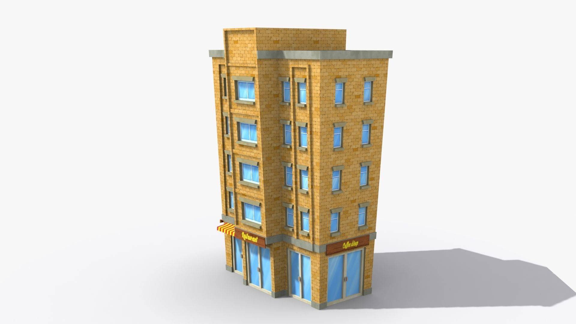 Cartoon Building x33 Low-poly 3D model_3