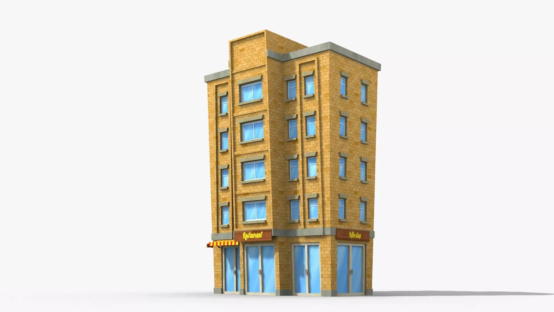 Cartoon Building x33 Low-poly 3D model_0