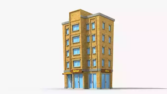 Cartoon Building x33 Low-poly 3D model