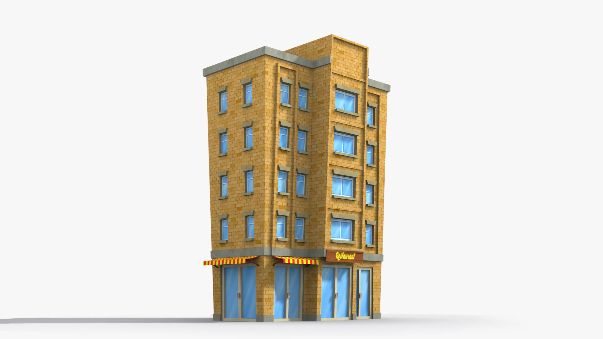 Cartoon Building x33 Low-poly 3D model_2