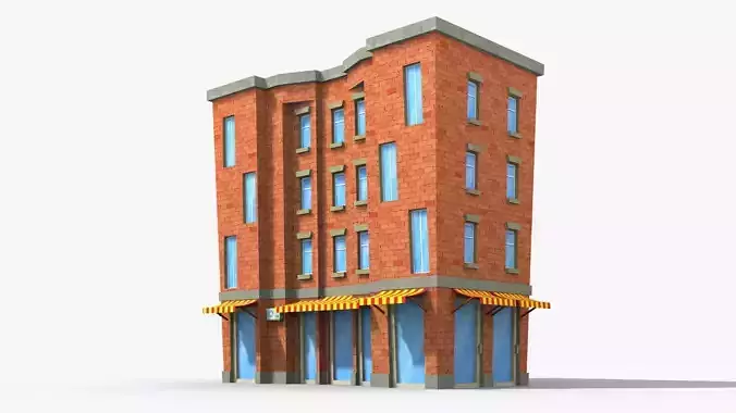 Cartoon Building x34 Low-poly 3D model
