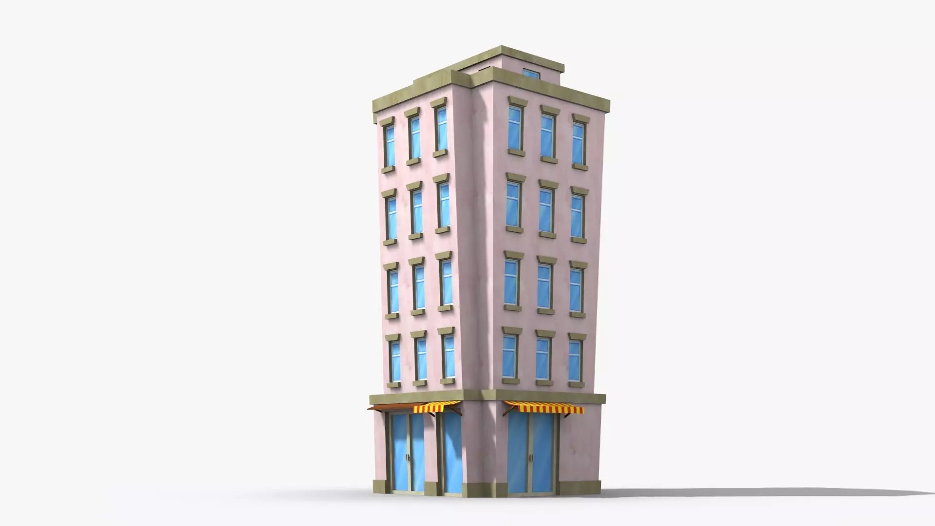 Cartoon Building x35 Low-poly 3D model_0