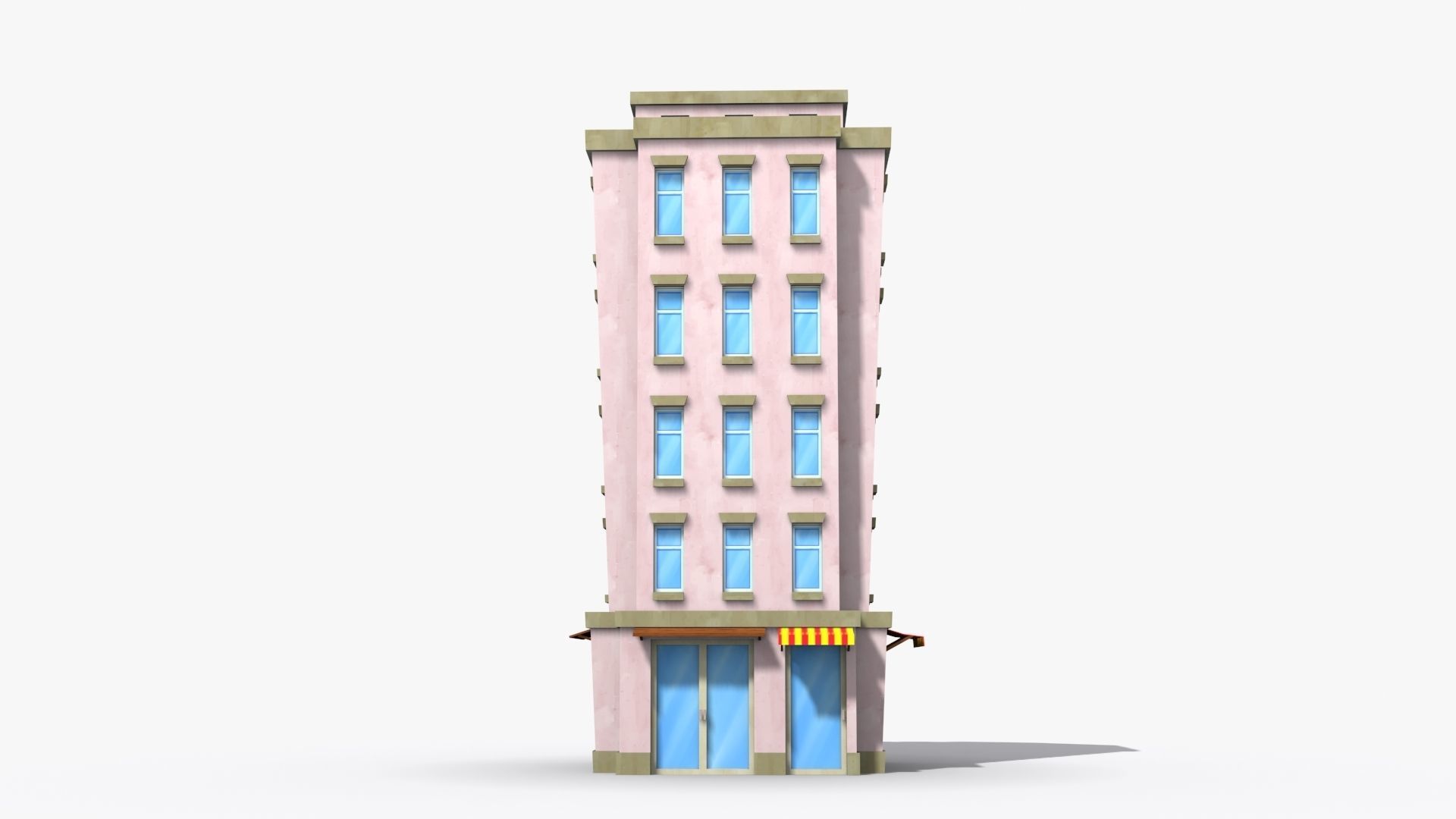 Cartoon Building x35 Low-poly 3D model_1
