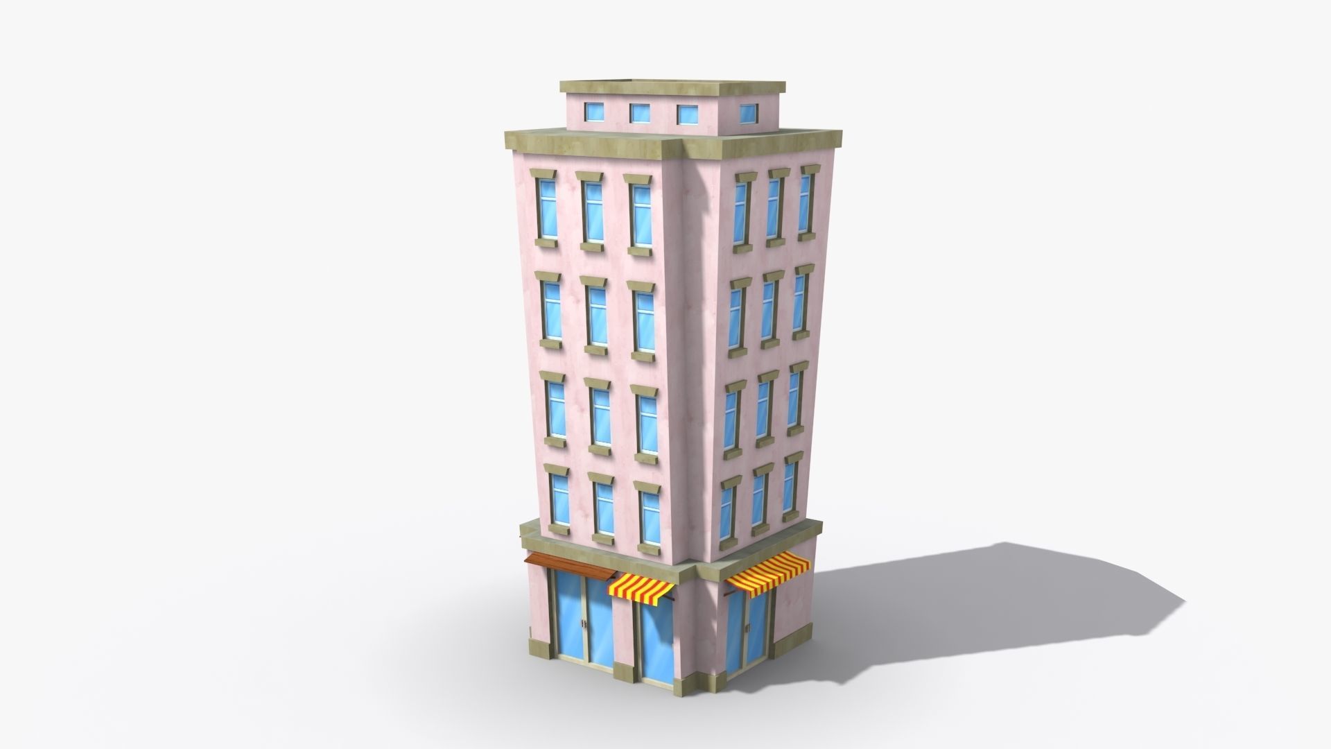 Cartoon Building x35 Low-poly 3D model_4