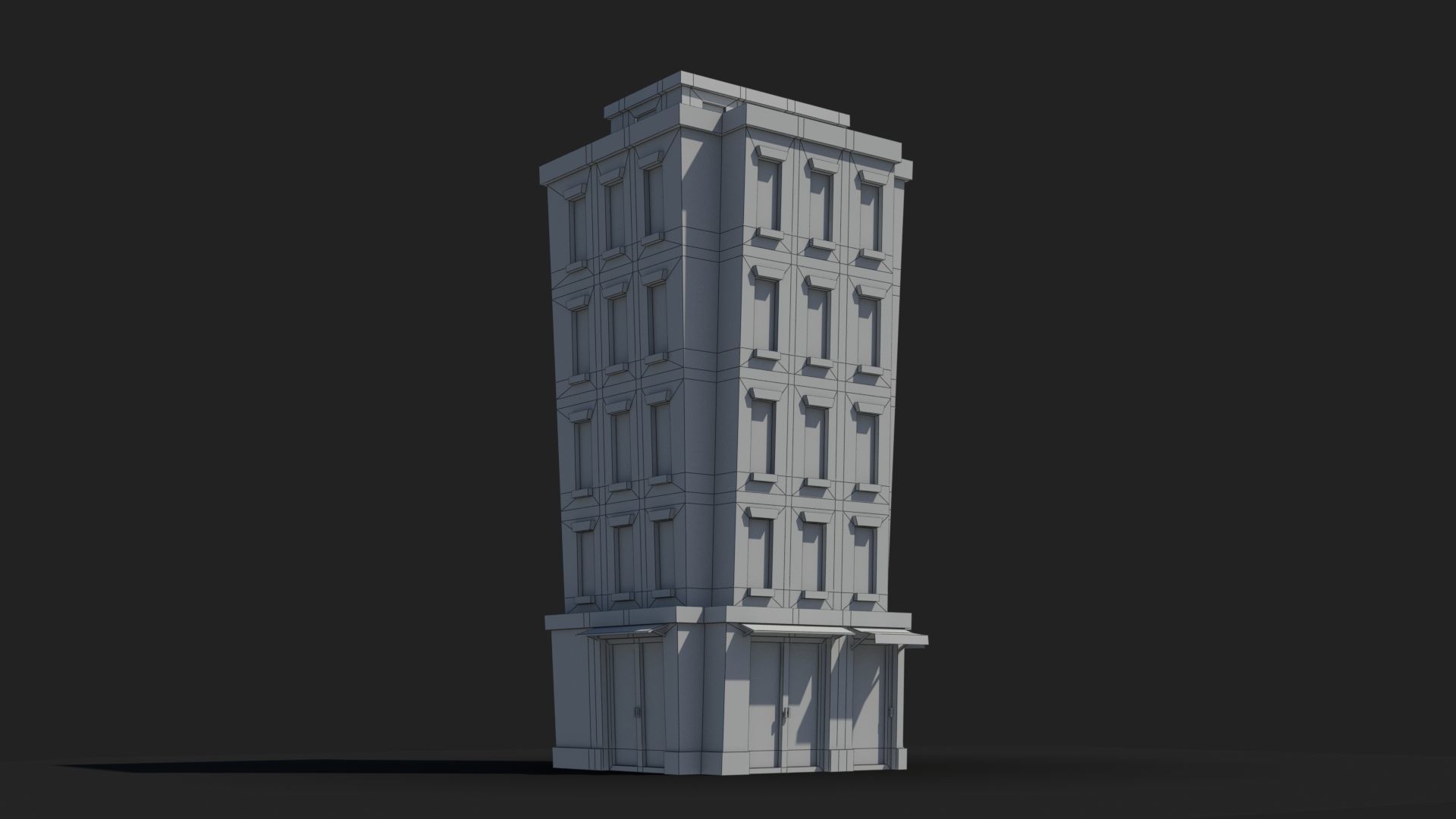 Cartoon Building x35 Low-poly 3D model_7