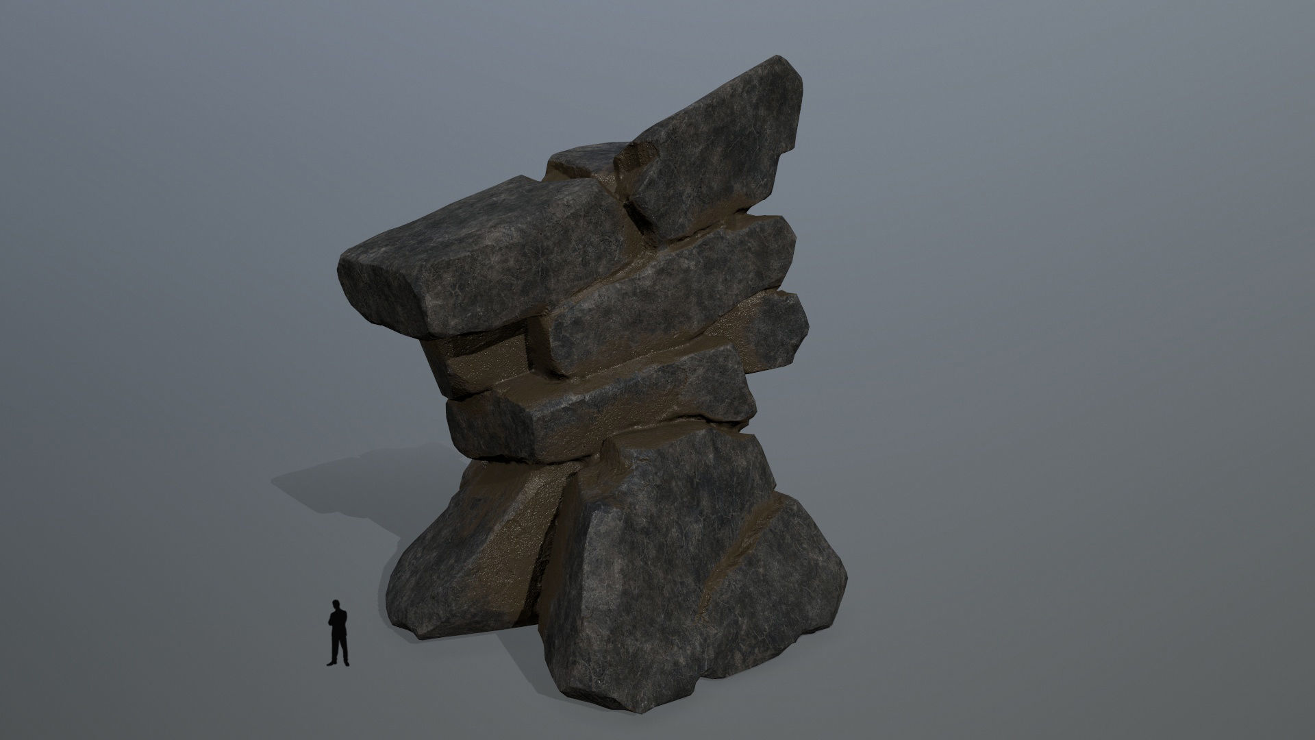 cliff rocks Low-poly 3D model_3
