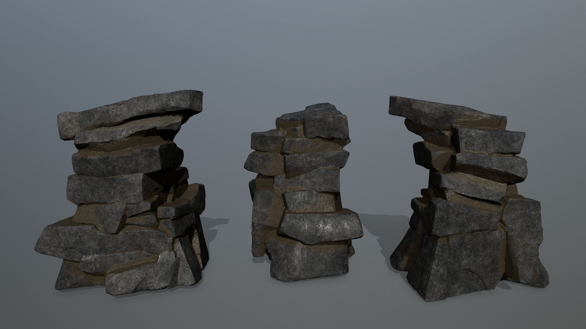 cliff rocks Low-poly 3D model_16